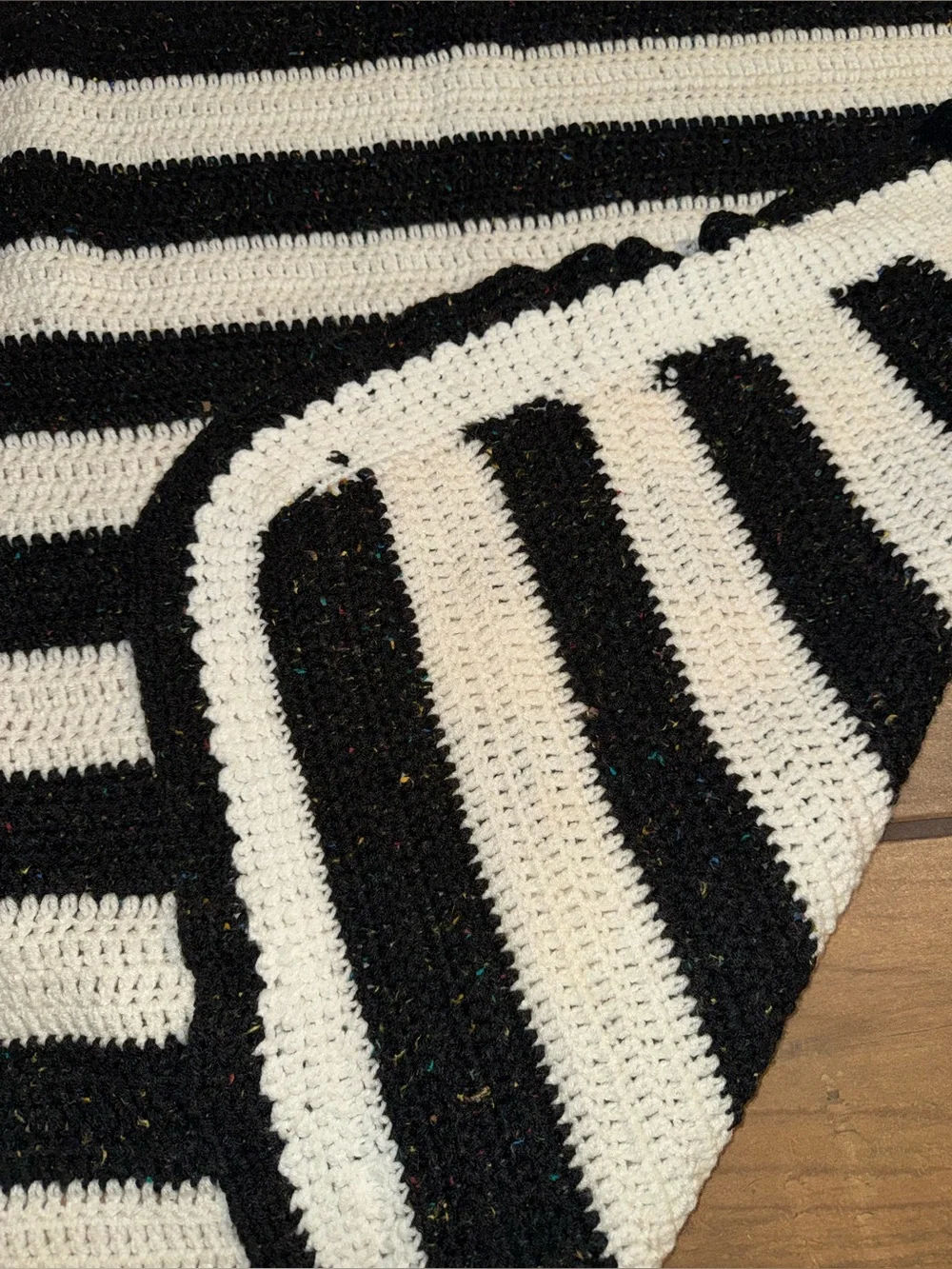 Black and White Striped Crochet baby blanket